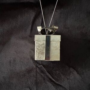 Vintage Godinger silver plate holiday gift box ornament